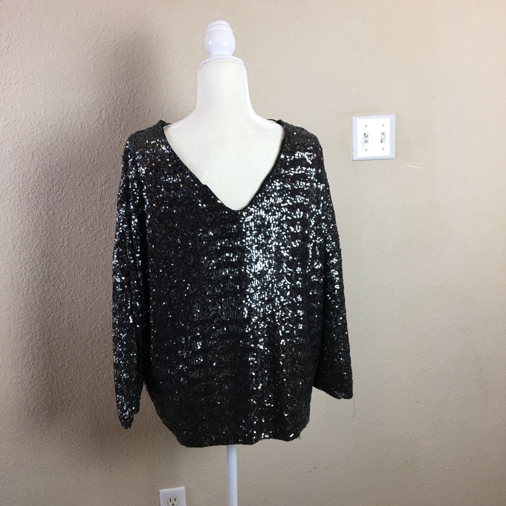 ❤️SOLD❤️Zara Basic Black Sequin Top. NWT! - Picture 5 of 8